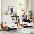thumbnail image 3 of Furniliving Rocking Chair, Upholstered Nursery Rocking Chair with Footrest and Adjustable Backrest, Glider Rocker Accent Chair for Living Room, Bedroom, Nursery, White, 3 of 10