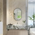 thumbnail image 2 of ANGELES HOME 20" x 32" Oval Bathroom Vanity Mirror, Wall Mounted Bathroom Mirror, Aluminum Wall Mirror for Bathroom, Copper Free Glass Vanity Framed Mirror, Matte Black, 2 of 9