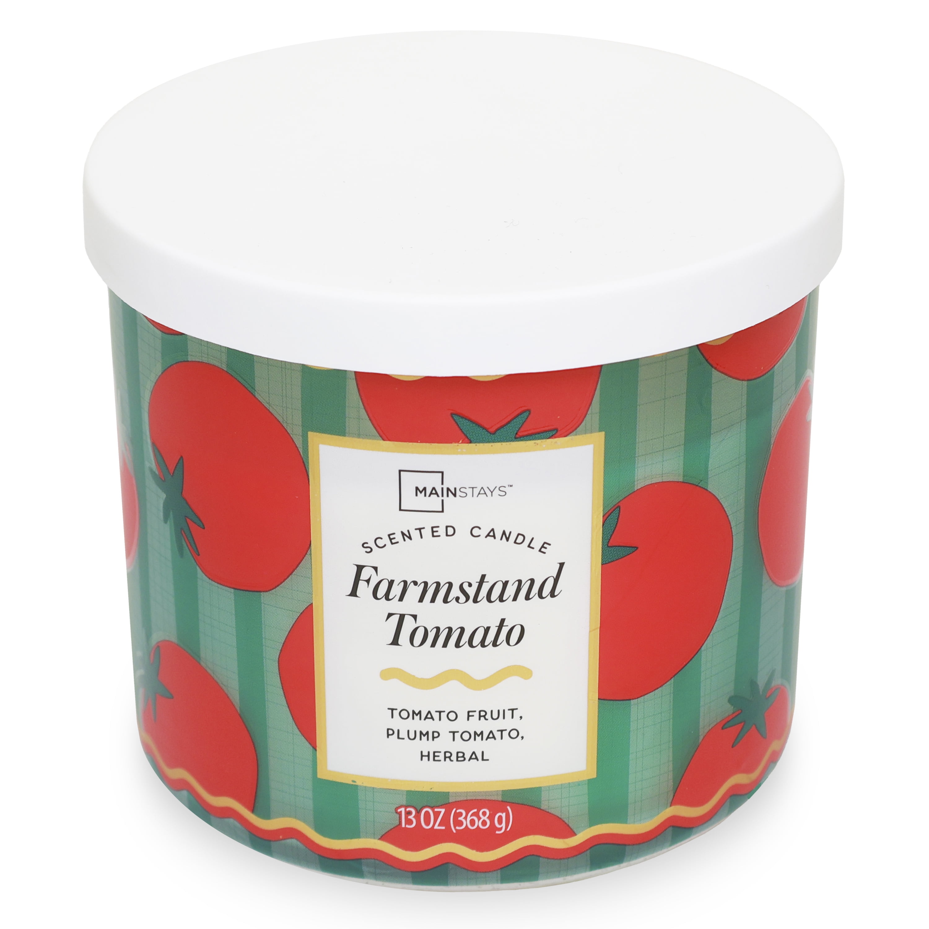 Mainstays 3-Wick Farmstand Tomato Fragrance Candle with a Decorative wrap, 13-Ounce