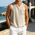 thumbnail image 4 of Zysthvn Athletic Men's Sleeveless Shirts Cotton Running Summer Shirts for Men Button Crew Neck Solid Pocket, 4 of 6