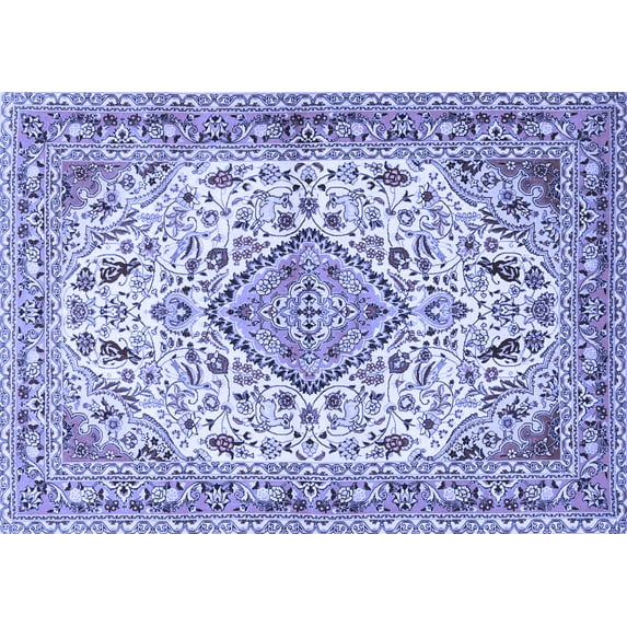 Ahgly Company Machine Washable Indoor Rectangle Medallion Blue Traditional Area Rugs, 8' x 10'