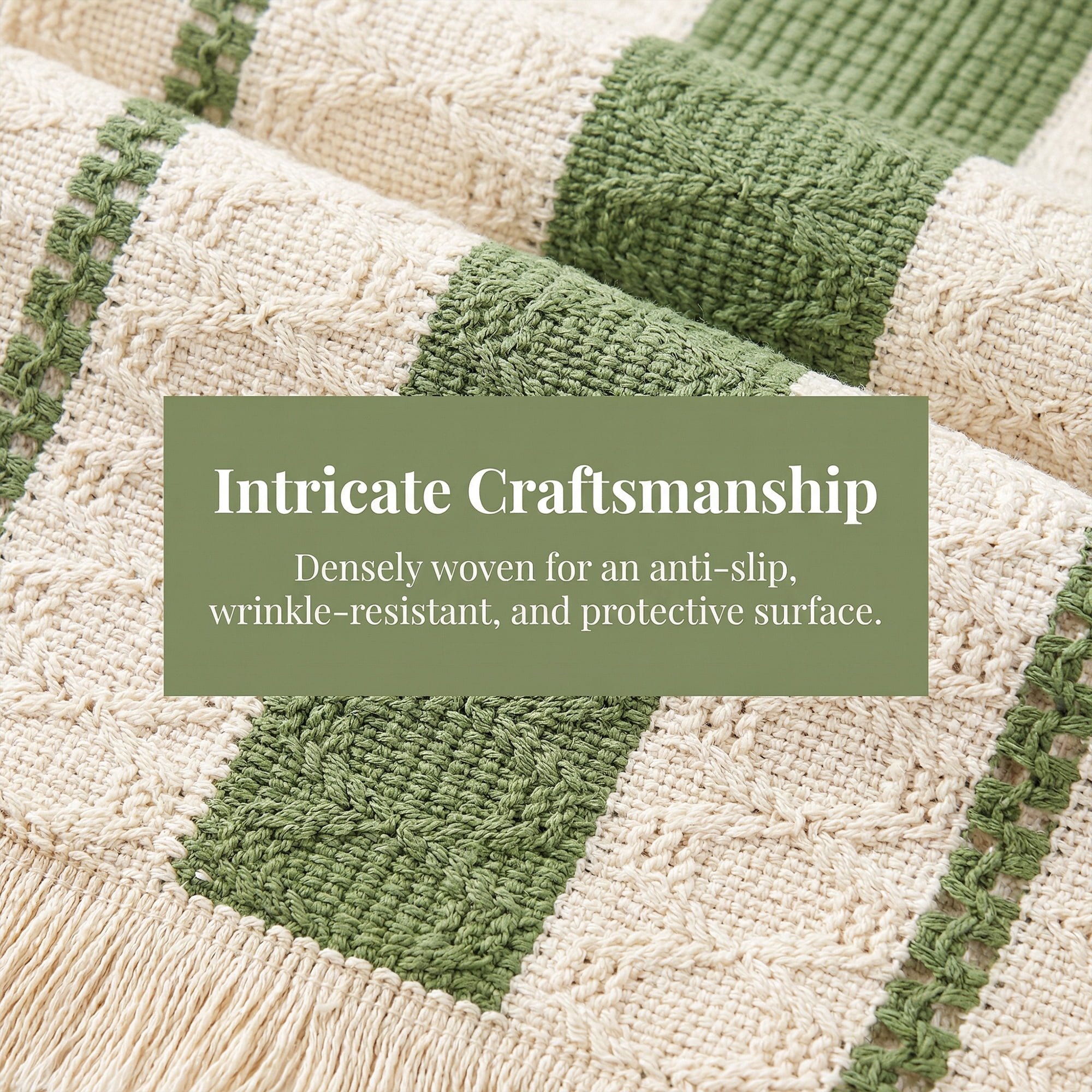Unique Bargains Farmhouse Polyester Table Runner for Birthday Decoration Green 11.8"x70.9"