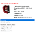 thumbnail image 2 of Left Outer Tail Light Assembly - Compatible with 2019 - 2022 Honda Pilot 2020 2021, 2 of 2