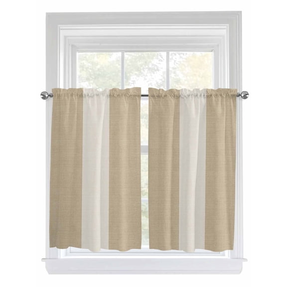 Tier Curtains 45 Inches Long, Rustic Vintage Window Treatment Curtain Drapes, Farmhouse Countryside Linen Texture Window Half Privacy Curtains for Bedroom Bathroom, 42"x45", 2 Panels