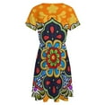 thumbnail image 5 of Mexican Talavera Flower Sundress Short Sleeve Dress Summer Women Clothes Dress for Women Dresses, 5 of 7