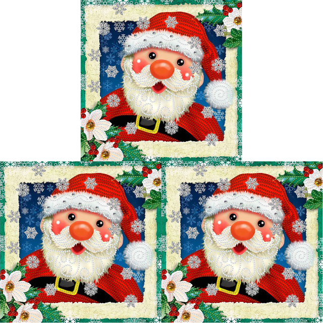Pintura de diamante 5D DIY Kit de taladro de forma especial parcial Santa decoración del hogar 3 piezas