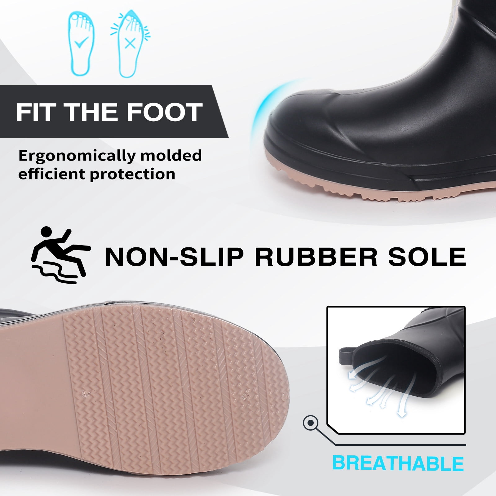 Lcamaw Rain Boots for Women & Men, Lightweight Waterproof Short Rubber Boots, Anti-Slip Mud Garden Boots Chelsea Ankle Rain Boots with Comfortable Insoles for Outdoor Work