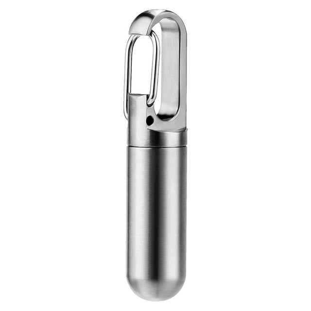 Small Pocket Pill Box Keychain,Portable Waterproof Pill Case Stainless Steel Travel Pill Container Keychain Pill Holder