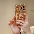 thumbnail image 4 of Compatible with iPhone 15 Pro Wavy Phone Case, Cute 3D Wave Bubble Pattern and Stylish Wavy Border Soft TPU Protection Shockproof Phone Case for Women Girls for iPhone 15 Pro, Gold, 4 of 12