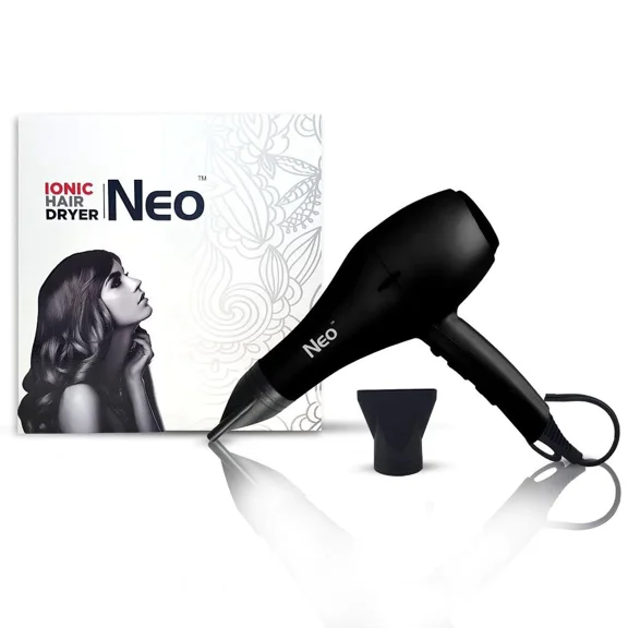 The Neo Choice Matte Black Ionic Pro Soft Touch 1600w Hair Dryer With 3 Heat and 2 speed settings (Matte Black)