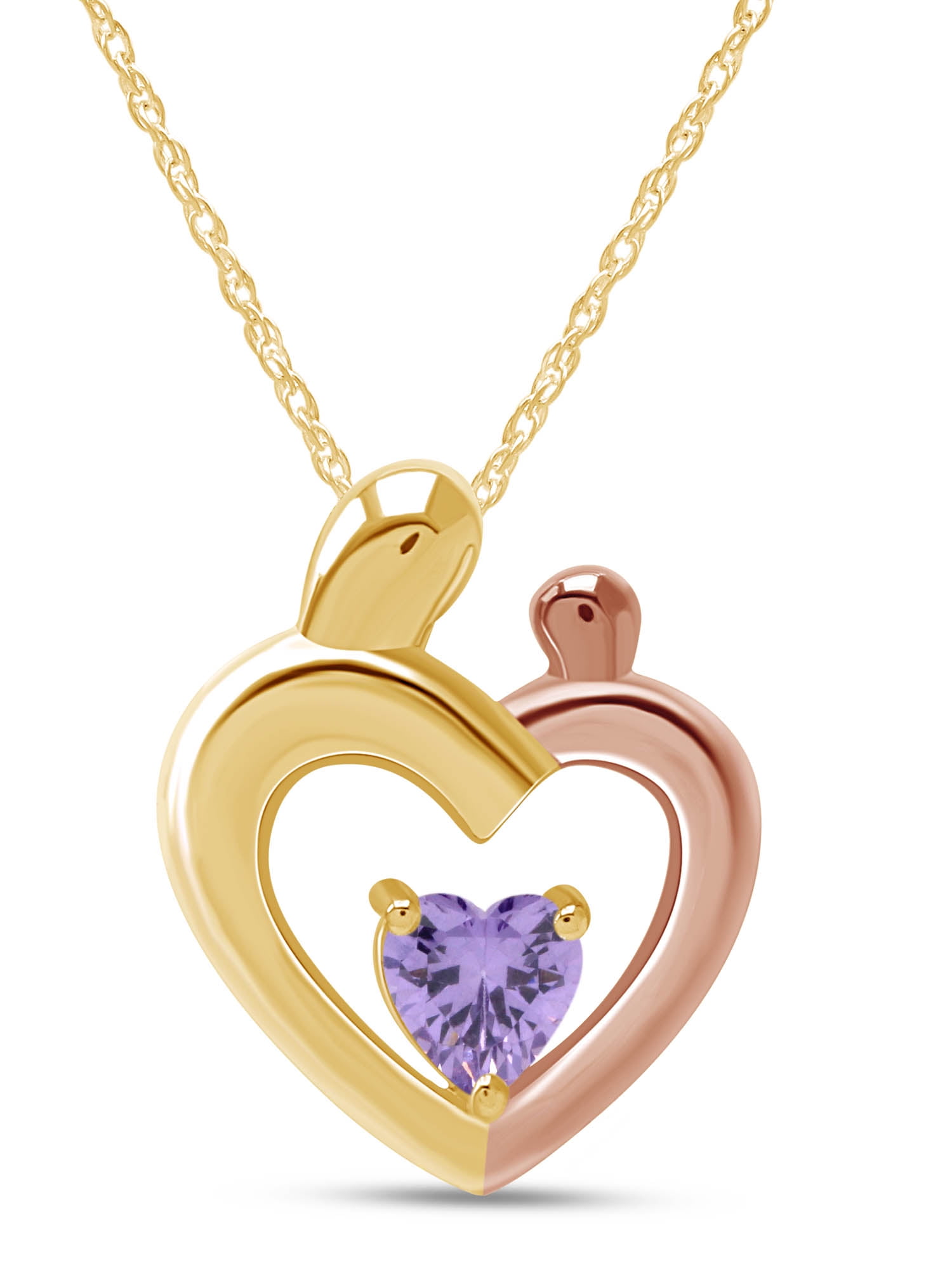 Jewel Zone US Round Cut Natural Diamond Beaded Heart Infinity Pendant Necklace 14k Gold Over Sterling Silver