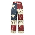 thumbnail image 4 of HEILAU Linen Pants for Women American Flag Independence Day 4th Of July Wide Leg Patriotic Elastic Waist Red White And Blue With Pockets Pants, 4 of 5