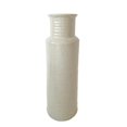 thumbnail image 1 of Benzara BM188034 Ceramic Ribbed Cylindrical Vase with Round Base & Curved Mouth Rim - White - Small, 1 of 1