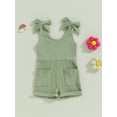 thumbnail image 3 of Jxzom Toddler Baby Girl Sleeveless Jumpsuit Solid Ribbed Knitted Tank Romper Shorts Overalls 6M 12M 18M 2T 3T 4T One-Piece Summer Clothes, 3 of 8