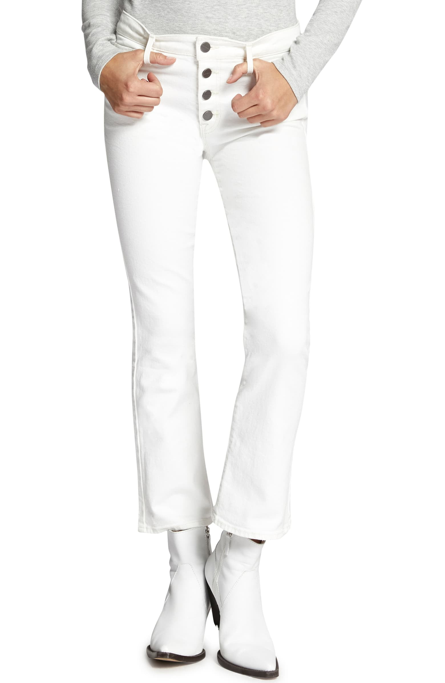 Sanctuary Sanctuary Connector Button Fly Kick Crop Jeans White