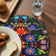 thumbnail image 3 of Mexican Flower Round Placemats for Dinning Tables,Heat-proof Braided Table Mats 13 Inch,Abstract Colorful Floral Leaf Plant Washable Place Mat for Kitchen Restaurant Party Decor Table Setting, 3 of 9