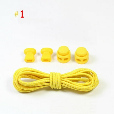 

No Tie Shoe Laces Lazy Elastic Round Shoelaces Lock Adults Kids Sports Trainers