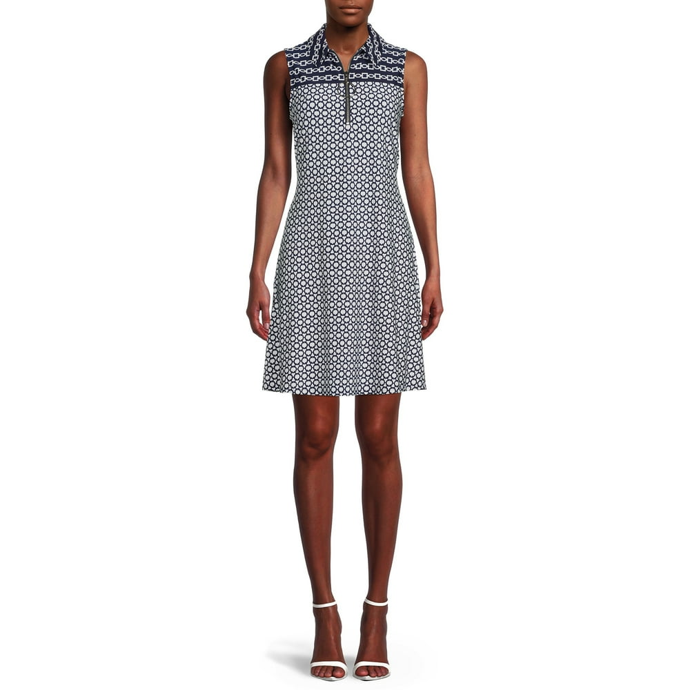 MSK MSK Women's Sleeveless Combo Print ORing Zip Dress