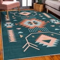 thumbnail image 3 of Southwestern Decorative Rug, Ethnic Illustration of a Zigzags Design Triangular Iconic Art Motifs, Quality Carpet for Bedroom Dorm and Living Room, 6 Sizes, Dark Teal, by Ambesonne, 3 of 4