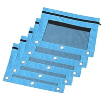 Pencil Pouch for 3 Ring Binder, 5 Pack Binder Pencil Pouch with Clear Window Pencil Bags with Zipper & Reinforced Grommets, Pencil Case for Binder Sky Blue