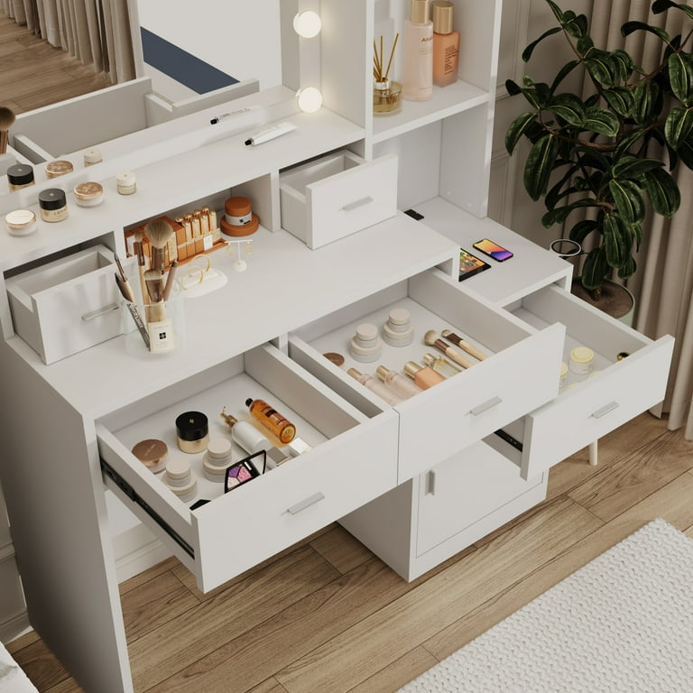 dressing table design inside Getting a dressing table right is really about balancing three key  features: the table itself, the mirror, and the seat. Your dresser is your  personal space, it should describe everything about you! #
