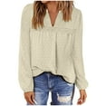 thumbnail image 6 of Womens Tops Shirts 2026 Plus Size Fashion V-Neck Long Sleeve Blouses Flowy Ruffle Tunic Tops For Leggings Casual T-Shirts, 6 of 8