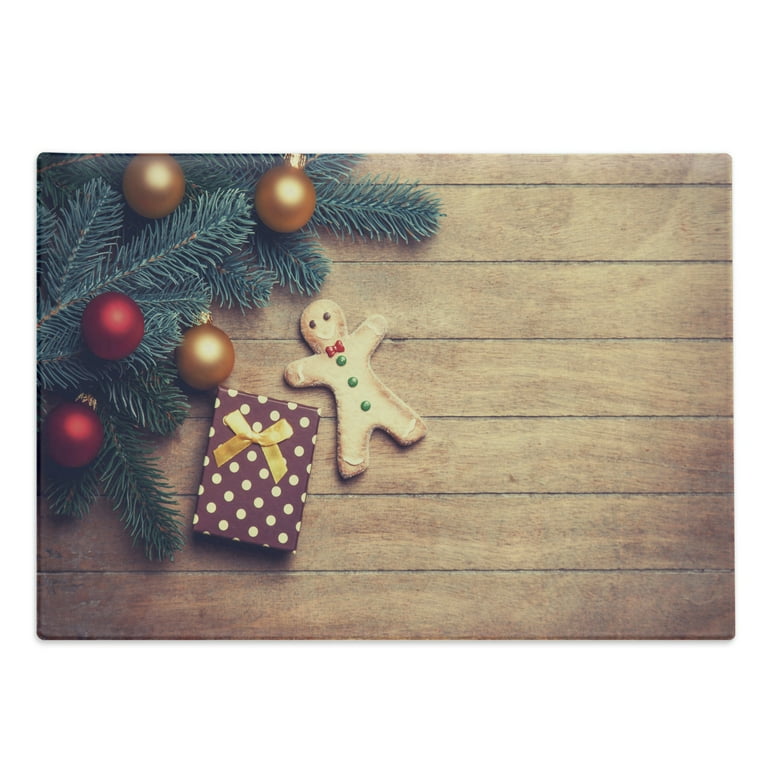 Gingerbread Man Cutting Board, Pine Branches Delicious Cookie and