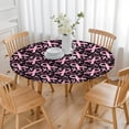 thumbnail image 3 of Breast Cancer Survivor Pink Ribbon Black Round Fitted Tablecloth with Elastic Edge,Dining Table Cover Waterproof,Outdoor Round Tablecloth for Camping,Dining,Indoor and Outdoor, 3 of 7