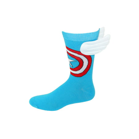 Men's Marvel Captain America Shield Crew Sock with Wings, Size: one size Multi