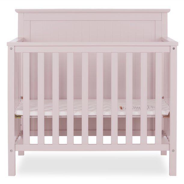 Dream On Me Ava 4in1 Convertible Mini Crib, Blush Pink