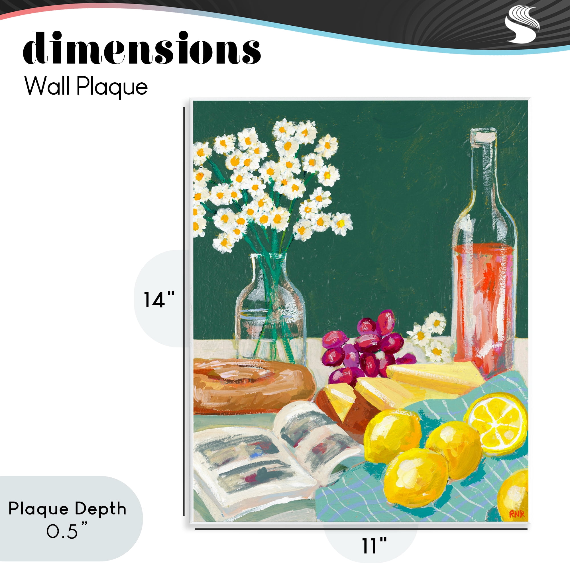 Stupell Industries Cheese, Wine and Lemon Still Life Wall Plaque Art, design by Rachael Reese