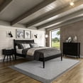 thumbnail image 2 of Camaflexi Mid Century Platform Bed Wood Panel Bed Frame with Headboard, Full, Black, 2 of 7