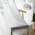 thumbnail image 5 of Teal Blue Eucalyptus Leaves Semi Sheer Curtains 84 Inch Length 2 Panels Set,Spring Floral Summer Botanical Sheer Kitchen Curtain Privacy Voile Window Curtain for Living Room Bedroom Rod Pocket Drapes, 5 of 7