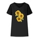 thumbnail image 4 of Camiseta de Manga Corta con Cuello en V con Impresión de Girasol, Algodón Casual Y Top de Cáñamo, 4 of 6
