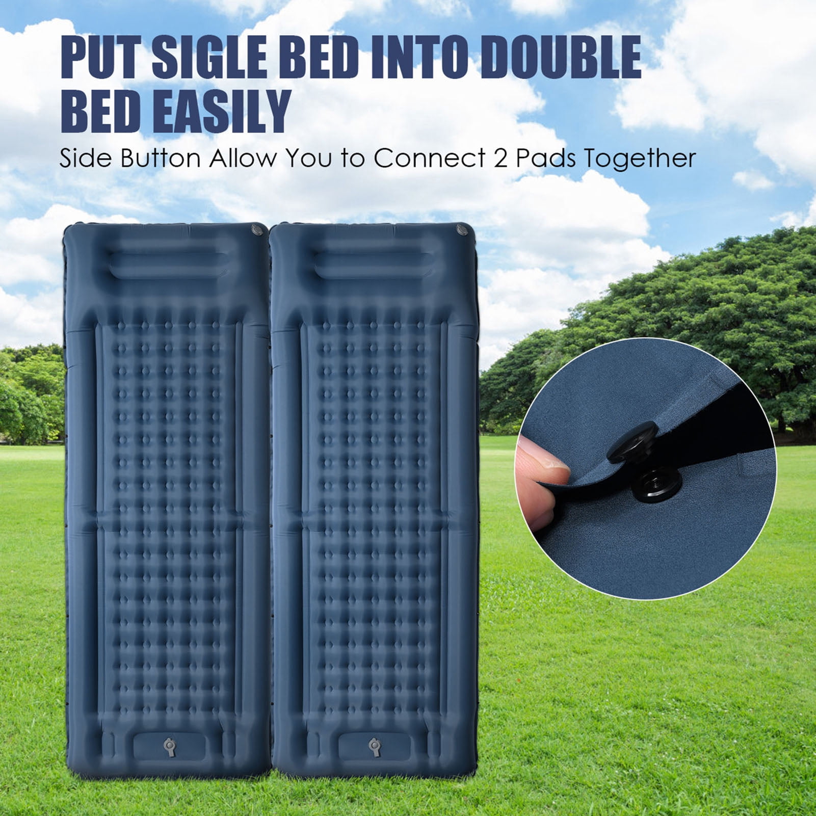 Mattress Inflatable Sleeping Pad Extra Thick 4 Inch Sleeping Pad Mat Air Mattress With Built-in Pump For Camping Backpacking Hiking Traveling Tent