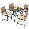 thumbnail image 2 of Gymax 5PCS Patio Bar Stool & Table Set Outdoor Bistro Furniture Set w/ Cushions, 2 of 10