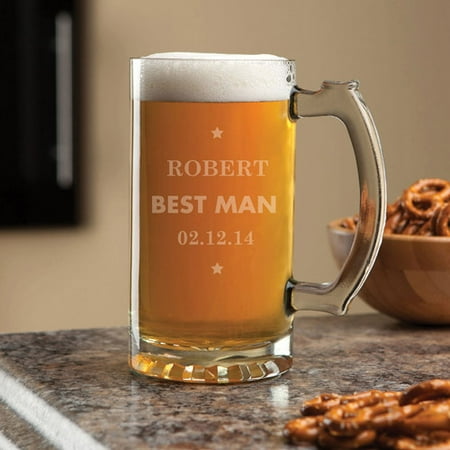 Personalized Best Man 16 oz Beer Mug (Gifts For Your Groomsmen And Best Man)