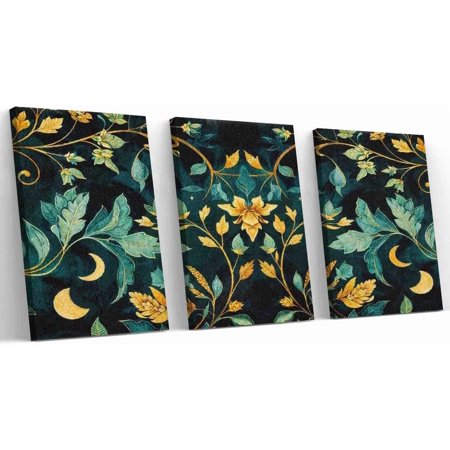 Hieng Fantasy Forest Triptych Canvas Art Vibrant Night Sky Wall Decor for Living Room Home Office and Unique Gift for Nature Lovers and Aesthetic Enthusiasts