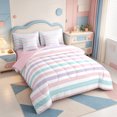 thumbnail image 2 of Erosebridal Abstract Linear Art 7-Piece King Bedding,Watercolor Stripes King Bed in a Bag,Pink Reversible, 2 of 7