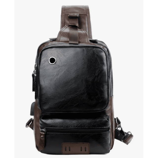Bandolera Xtellar De Cuero De Los Hombres Bolso De Hombro Color Negro