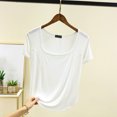 thumbnail image 3 of Hvot&aat Women's Summer Casual Yoga T-Shirts Square Collar Straight Shoulder Short Sleeve Tops Solid Color Blouse, 3 of 3