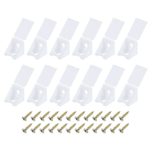 12 Pcs 90 Degree Plastic Corner Braces, 21x23x21mm Shelf Right Angle Brackets with Screws, White