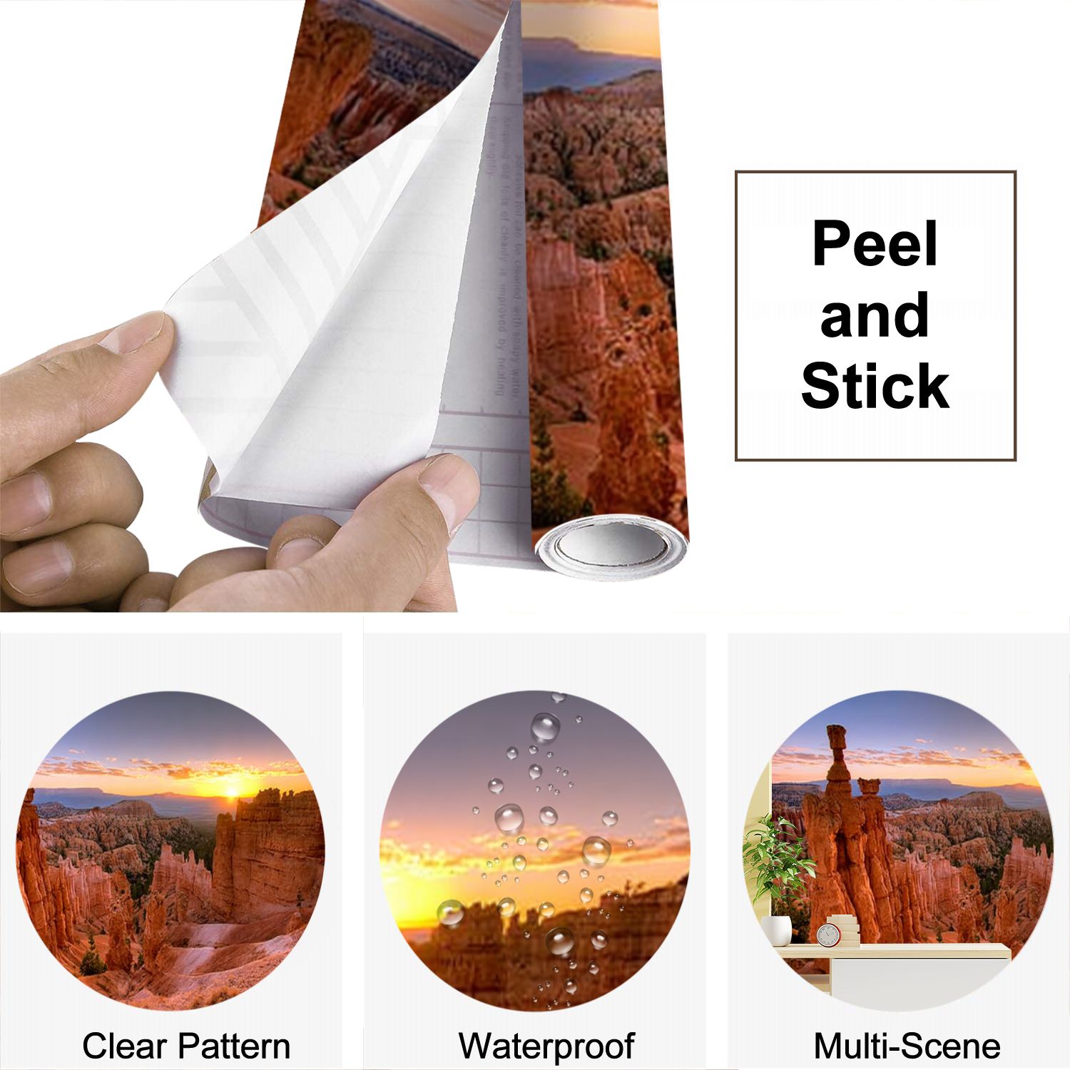 Peel and Stick Wallpaper Bryce Canyon Sunrise Modern Art Wall Mural Decor Self Adhesive and Removable 69in x 98in