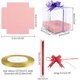 thumbnail image 2 of Caja de dulces transparente en forma de cubo, 20 unidades, con cinta brillante, lazos elásticos y soporte inferior para la fiesta de Nochebuena, pastel de chocolate., 2 of 7