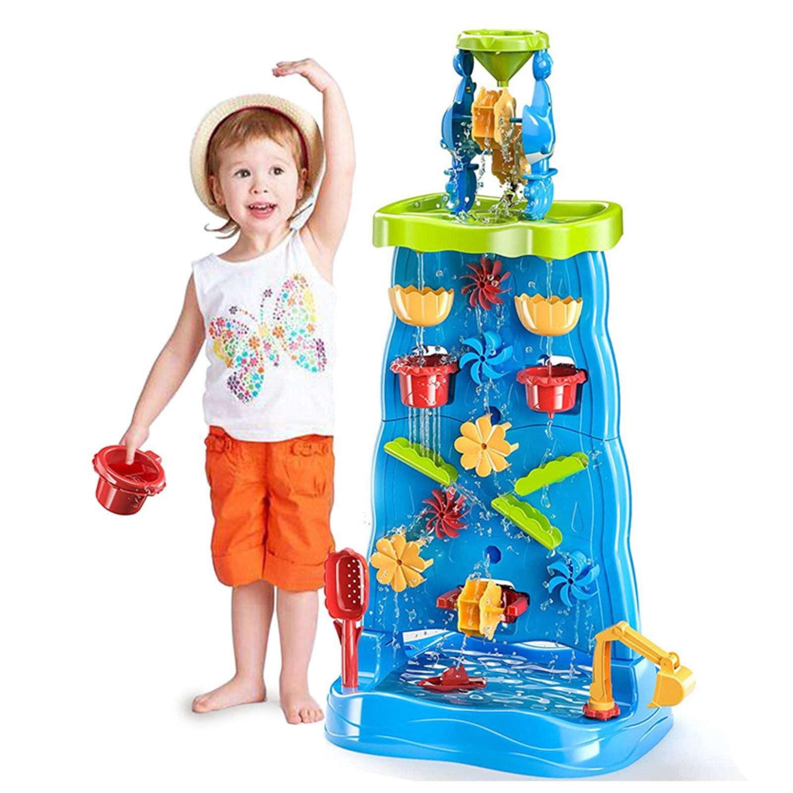 RUIG Water Table for Kids Ages 3-8, Double-Sided Waterfall Wall with 32-Piece Activity Set, Outdoor Sand & Water Play Station for Boys & Girls, STEM Learning Toy,Summer Outdoor Toys