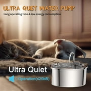 Cat Water Fountain Stainless Steel, 108oz/3.2L Automatic Cat Fountain, Dog Water Dispenser, Super Silen, Multi-Filtration. Dishwasher Safe for Cats, Dogs, Multiple Pets(with 4Pcs Replacement Filter)