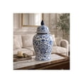 thumbnail image 3 of Ceramic Flower Vase for Living Room Decor - Ginger Jar Vase with Traditional Floral Design - Table Accent for Room, Bedroom, Office, or House Display and Home Decor - 18", Blue and White, 3 of 16