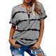 thumbnail image 5 of Jumpingount Camiseta a rayas de algodón para mujer, blusa transpirable informal con cuello redondo, ropa de diario, Top de verano para la escuela, ropa Type4 NO4 Jumpingount CBP233890, 5 of 6
