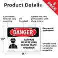thumbnail image 2 of Hard Hat Worn During Crane Operation OSHA Danger Rigid Plastic Sign 14 Inch x 10 Inch - 5 Pack, 2 of 8