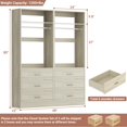 thumbnail image 5 of Homieasy 4FT (48 Inch) Closet Organizer System,Set of 2 - 6 Wood Drawers, 2 Hanging Rods & 2 Shelves, Heavy Duty Walk-in Closet Storage,White Oak, 5 of 6